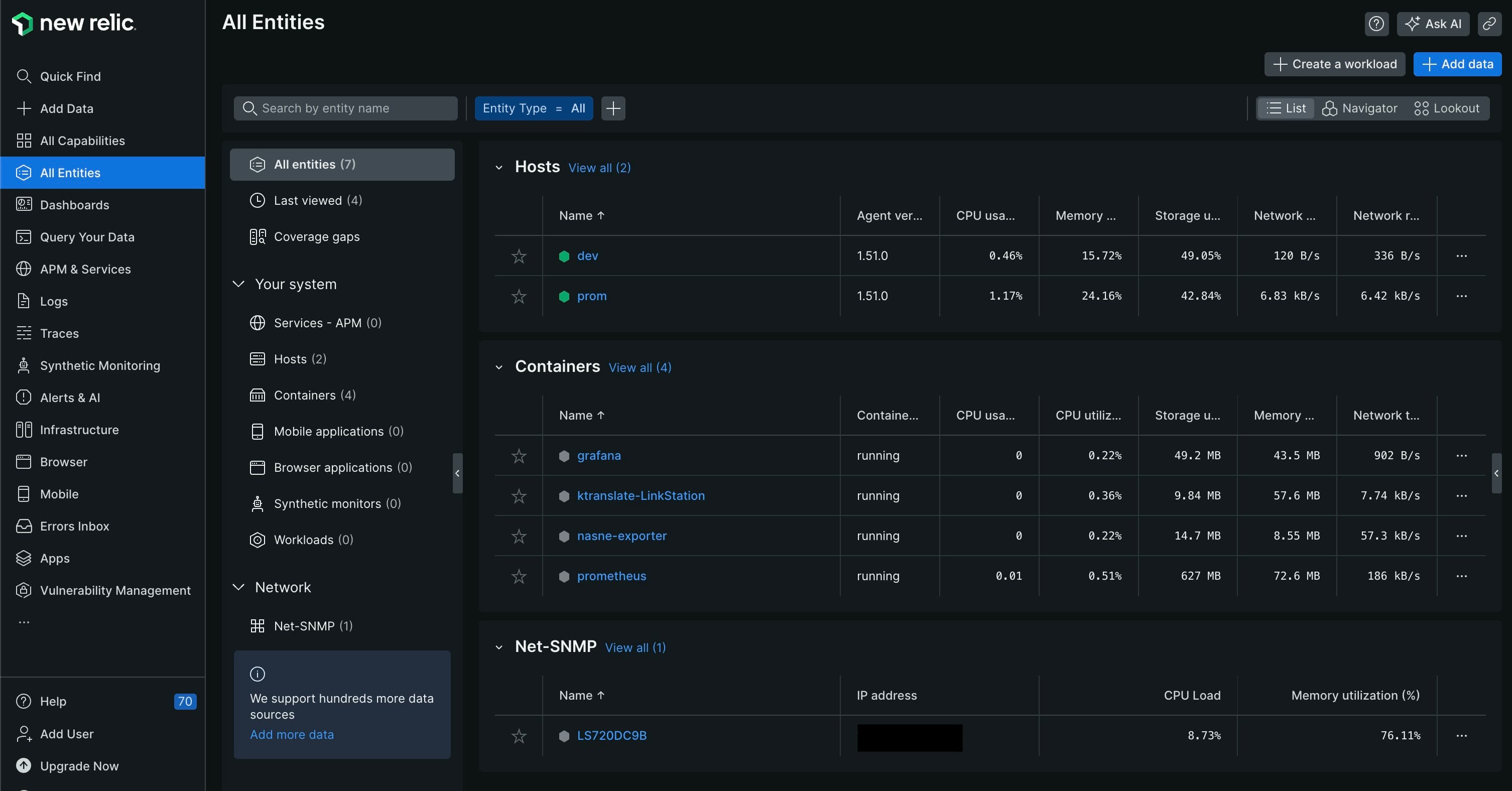 NewRelic All Entities